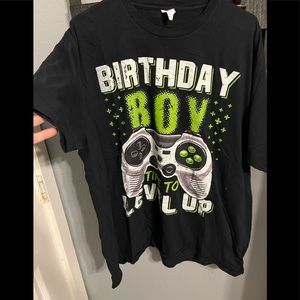 Birthday Boy Time To Level Up Black Tee Shirt
